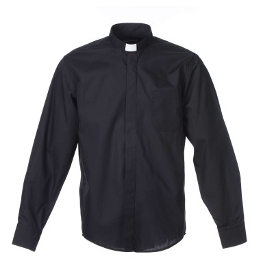 CAMICIA CLERGY COTONE NERA MAN. LUNG. TG. 43